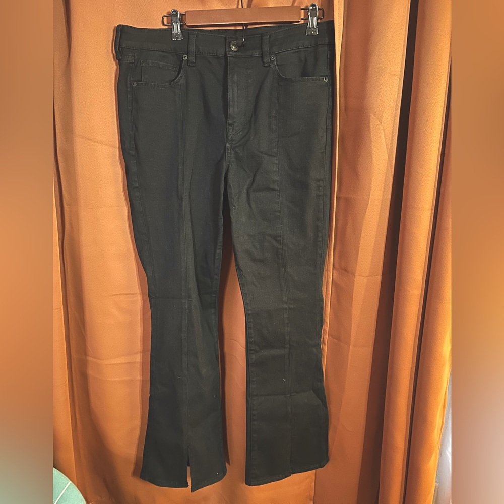 American Eagle black jeans with ankle slit - size 14 regular